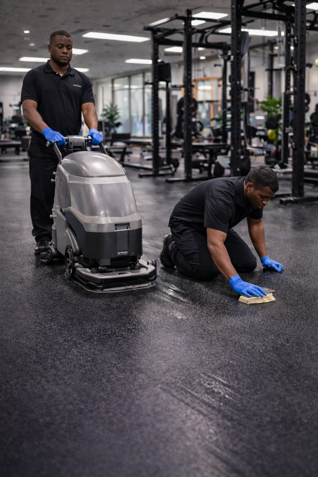 Gym floor cleaning before and after — AskMiro London